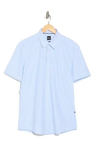 Hugo Boss Boss Short Sleeve Button-up Shirt In Light Blue