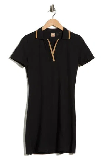 Hugo Boss Boss Short Sleeve Polo Shirtdress In Black