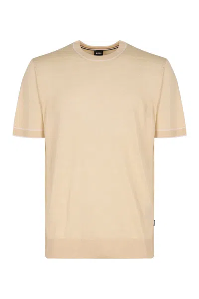 Hugo Boss Boss Short Sleeve Sweater In Nude