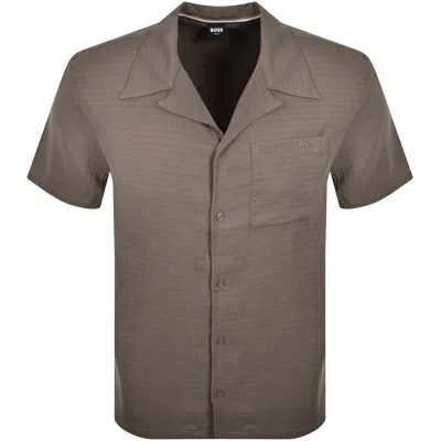 Hugo Boss Boss Short Sleeve Vida Shirt Brown In Blue