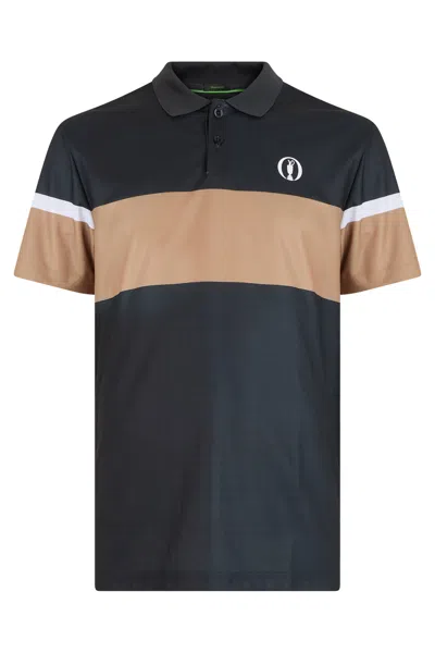 Hugo Boss Boss Short-sleeved Technical Fabric Polo With Contrast Panel Design In Black