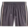 Hugo Boss Boss Side Stripe Stretch Swim Trunks In Gray
