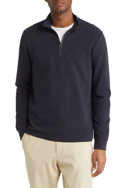 Hugo Boss Boss Sidney Ottoman Knit Quarter Zip Sweatshirt In Blue