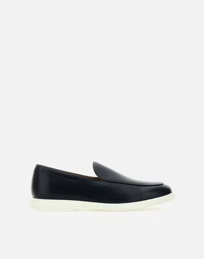 Hugo Boss Boss Sienne Midnight Blue Leather Loafer In Black