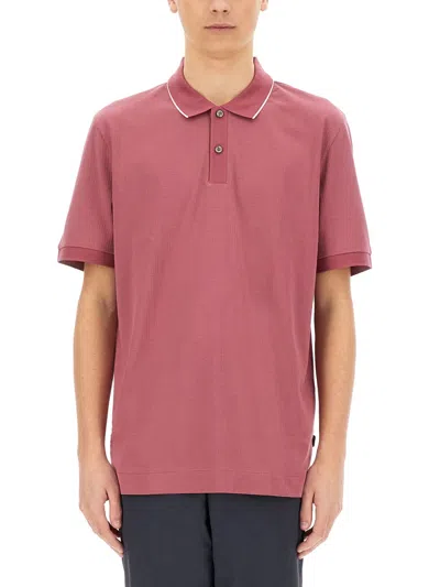 Hugo Boss Boss Silk-blend Pink Polo In Green