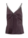 Hugo Boss Boss Silk Top With Thin Straps In Purple