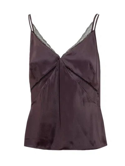 Hugo Boss Boss Silk Top With Thin Straps In Purple