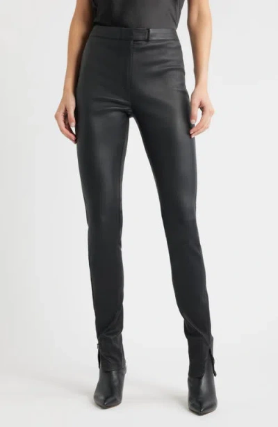 Hugo Boss Boss Simax Slim Fit Leather Pants In Black