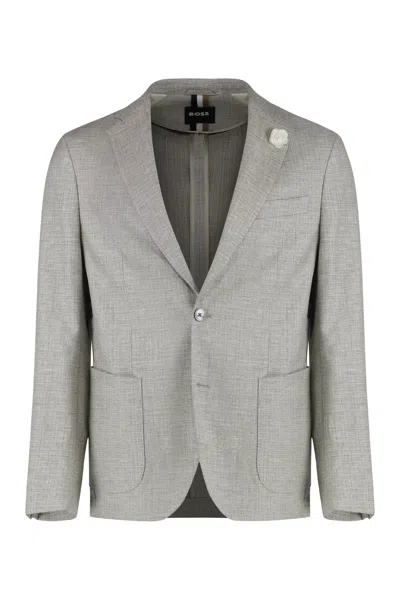 Hugo Boss Boss Single-breasted Two-button Jacket In Gray
