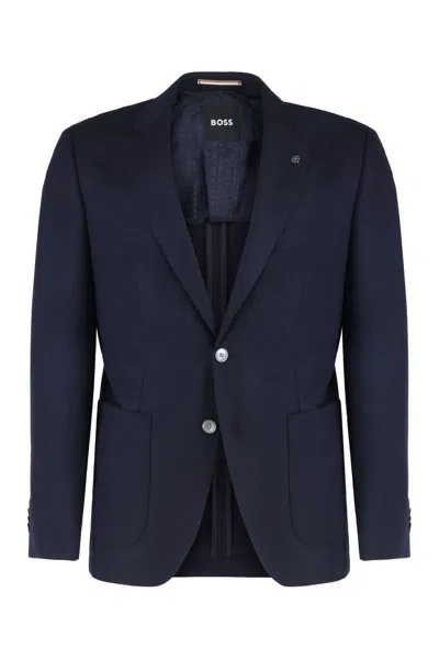 Hugo Boss Boss Single-breasted Two-button Jacket In Blue