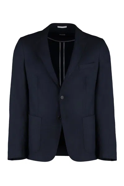 Hugo Boss Boss Single-breasted Two-button Jacket In Blue