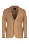Hugo Boss Slim-fit Jacket In Performance-stretch Jersey In Brown