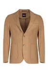 Hugo Boss Boss Single-breasted Two-button Jacket In Brown