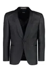 Hugo Boss Boss Single-breasted Virgin Wool Jacket In Black