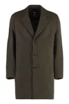 Hugo Boss Single-breasted Wool Jacket For Men In Green