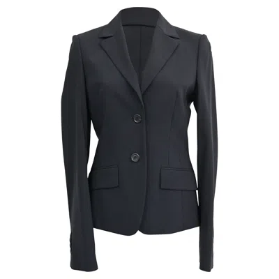 Pre-owned Hugo Boss Boss Single-breasted Blazer With Pockets In Navy Blue Wool