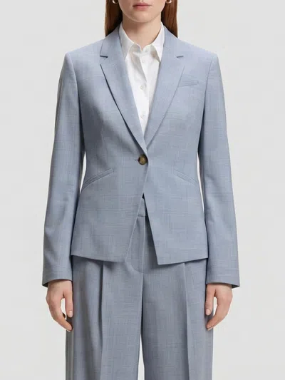 Hugo Boss Boss Single-breasted Virgin Wool Blazer In Blue