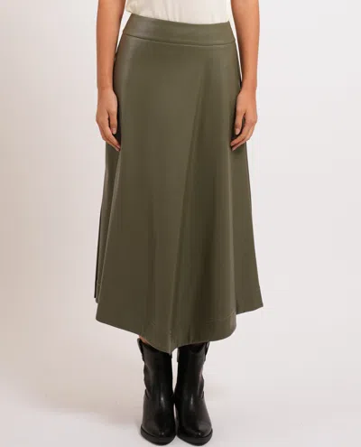 Hugo Boss Ventara1 Faux Leather Midi Skirt In Green