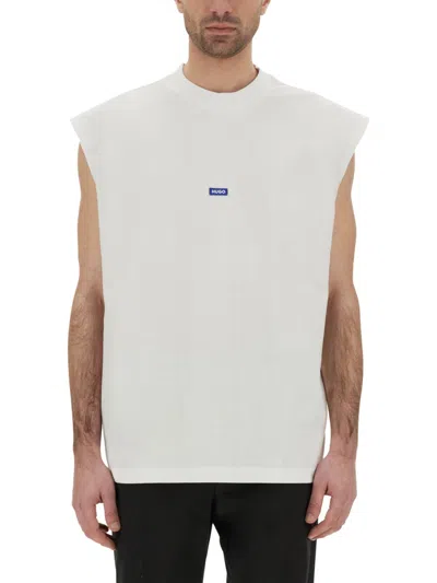 Hugo Boss Boss Sleeveless Cotton Jersey T Shirt In White