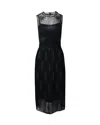 Hugo Boss Boss Sleeveless Embroidered Tulle Dress In Black Polyester In Black