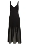 Hugo Boss Boss Sleeveless Godet Maxi Dress In Black