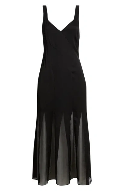 Hugo Boss Boss Sleeveless Godet Maxi Dress In Black