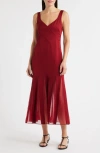 Hugo Boss Boss Sleeveless Godet Maxi Dress In Red