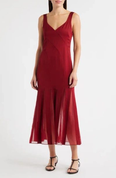 Hugo Boss Boss Sleeveless Godet Maxi Dress In Red