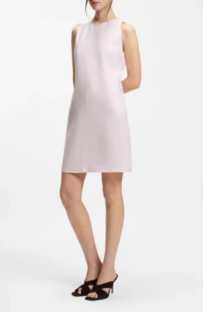 Hugo Boss Boss Sleeveless Linen Blend Shift Dress In White
