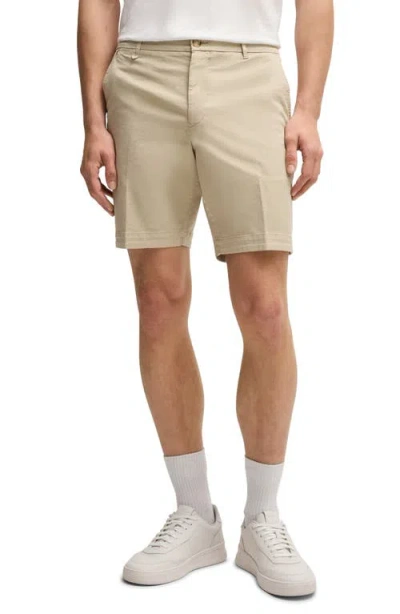 Hugo Boss Boss Slice Stretch Cotton Shorts In Light Beige
