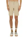 Hugo Boss Fitted Bermuda Shorts With Pockets And Loops In Beige
