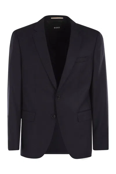Hugo Boss Boss Men Slim Fit Blazer In Virgin Wool Serge In Black