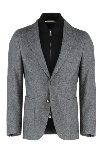 Hugo Boss Boss Slim Fit Jacket With Integrated Bib In Gray