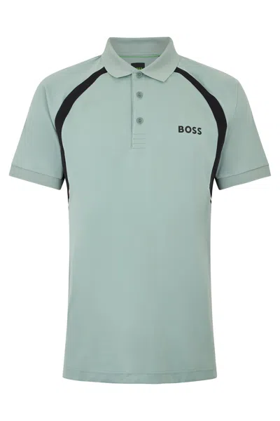 Hugo Boss Boss Slim Fit Polo In Lightweight Fabric In Green