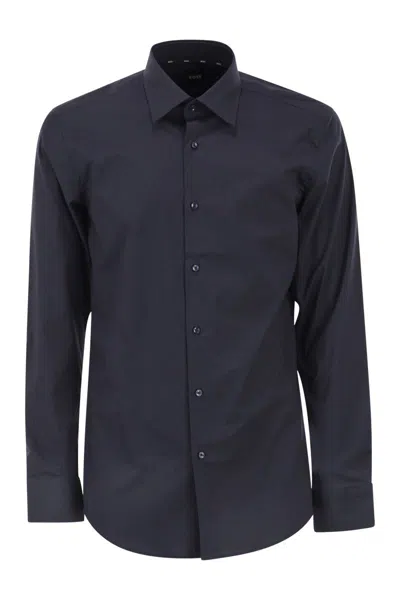 Hugo Boss Boss Men Slim Fit Shirt In Easy-iron Stretch Cotton Poplin In Black