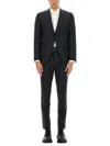 Hugo Boss Boss Slim Fit Wool Blend Suit With Micro Pattern In Black