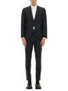 Hugo Boss Boss Slim Fit Wool Blend Suit With Micro Pattern In Black