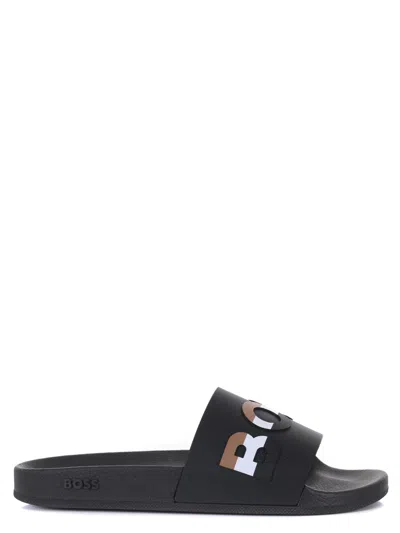 Hugo Boss Boss Slippers In Nero