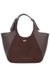 Hugo Boss Structured Suede Shoulder Bag With Dual Handles In Multi