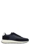 Hugo Boss Vinston Low Top Leather Suede Sneakers In Blue