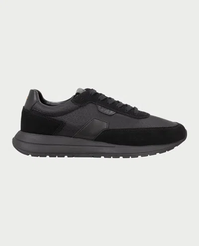 Hugo Boss Boss Low-top Sneakers In Leather And Fabric In Black