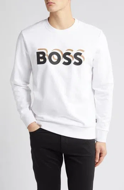 Hugo Boss Soleri 07 Crewneck Sweatshirt In White