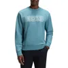 Hugo Boss Boss Soleri Logo Cotton Graphic Sweatshirt In Blue