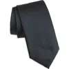 Hugo Boss Boss Solid Blue Silk Tie In Black