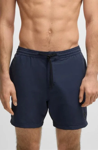 Hugo Boss Boss Solid Stretch Swim Trunks In Blue