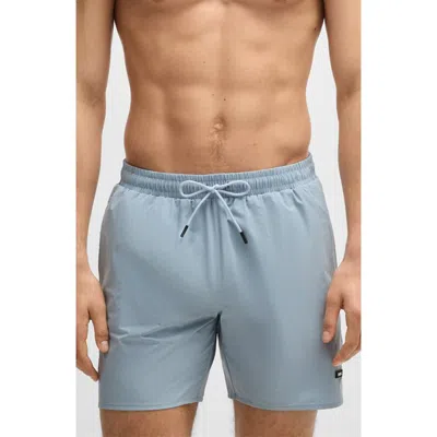 Hugo Boss Boss Solid Stretch Swim Trunks In Blue