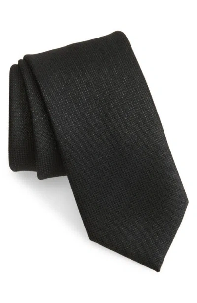 Hugo Boss Boss Solid Wood Blend Tie In Black