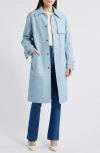Hugo Boss Boss Sondeli Leather Trench Coat In Chambray Blue