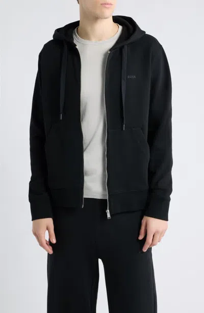 Hugo Boss Boss Spence Cotton French Terry Zip Hoodie In Black