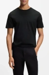 Hugo Boss Boss Thompson Solid Cotton T-shirt In Black